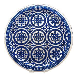Skal Marrakesh Cobalt Blue Master Glass Plate Nybro Mandala Reverse Painted 13”